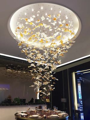 Grandi candelabri soffitti alti Arredamento Tavolo ristorante Edizioni a mano Murano Illuminazione in vetro Luce interna Candelabro a foglia d'acero