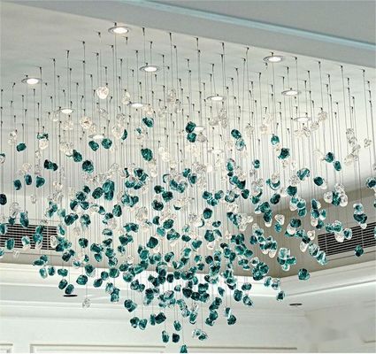 Hotel Lobby Villa Proietto di decorazione della sala da banchetto Luxury Rainfall Glass Gem Stone Chandelier Accessori