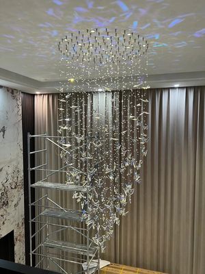 Long Crystal Butterfly Duplex Building Villa Hotel Club Luce Luxury Scala a spirale Candelabro Accessori