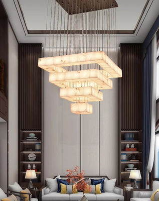 Scalinata in marmo in rame lungo pendente luce minimalista moderna designer villa soggiorno decorazione creativa lampada d'alabastro
