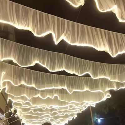 White Light S Strip Wedding Ceiling Curtain For Dance Hall Wedding Event Party Hall Decor With Led Light Strip (Tappeto da sposa a striscia di luce a LED)