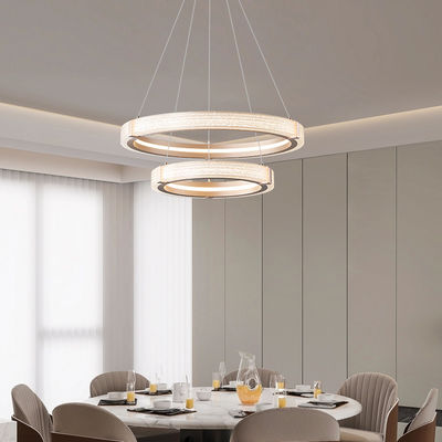 Moderno candelabro di cristallo nordico creativo a doppio anello candelabro appeso dimmabile 3CCT LED sabbia ferro acrilico grande decorazione della stanza