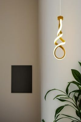 Moderno lampadario in alluminio a LED torto lampadario dimmabile cucina sala da pranzo lampada sola appesa alluminio e silicone oro lampadario a LED