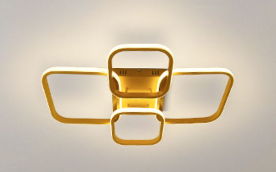 Moderno stile americano a quattro teste rettangolare a LED camera di studio lampada di soffitto acrilica oro lusso quadrato lampada di soffitto a LED può essere telecomandato