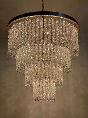 Produttore candelabro hotel lusso oro moderno cristallo rotondo pendente luce per il banchetto di nozze grande pendente per interni