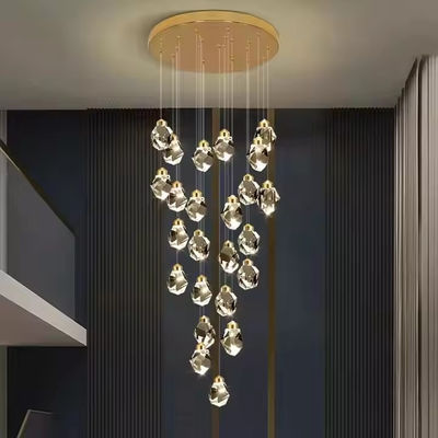 Hotel Stair Interior Modern Luxury Crystal Chandelier Pendant Light con LED Lampada di soffitto Lampada dimensioni 130*110mm