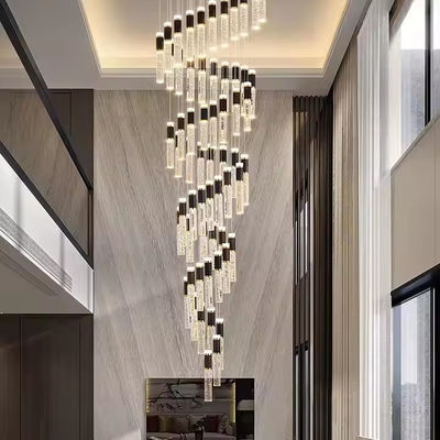 Bella Villa a cristallo Scala rotante Pendente Luce Moderna Semplice Hotel Soggiorno Duplex Candelabro Led Scala Luce
