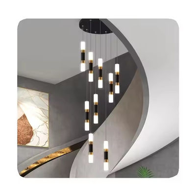 Scala del soggiorno interno lampadario al soffitto moderno con luci LED acriliche in alluminio dimmabile