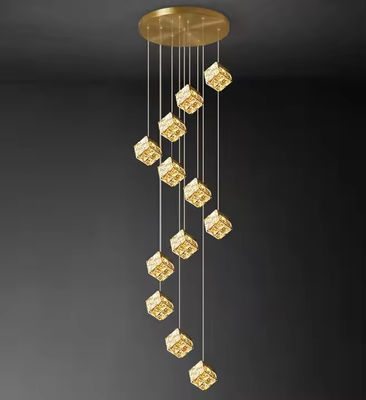 Hotel di lusso Lobby Illuminazione decorativa Lampade pendenti lineari Grandi lunghe alte scale al soffitto a led cristalli lampadari