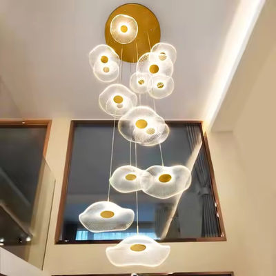 Moderno Lotus Leaf Design LED soffitto acrilico luce Scala casa di lusso illuminazione decorativa lampadario
