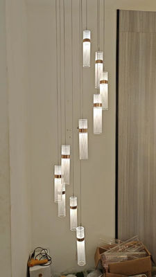 Duplex lunghi lampadari scala luce di moda lusso semplice postmoderno creativo loft rotante arte luce vuota soggiorno