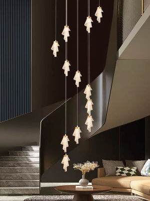 Modern Living Room Villa a rotazione acrilica lampada di scala Led Art fiore lampadario acrilico Custom oro lusso albergo lampada decorativa scala