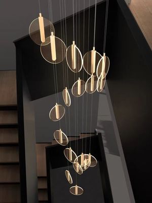 Scala a soffitto elevato villa lampadario a led scala a spirale torta rotonda lampadario acrilico appeso lampadari domestici moderni