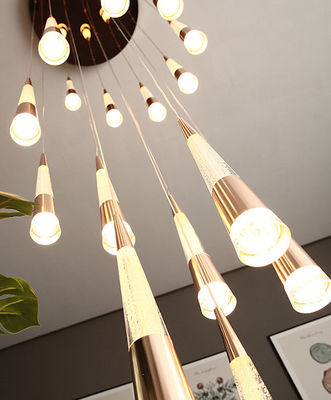 Home Luxury Decorative Villa Moderna Soggiorno Hotel Pendente Leggero Alluminio Rotondo Lampada a LED Tipo Patch Bulb Testa doppia Frittata Fiore Bollino lampadario
