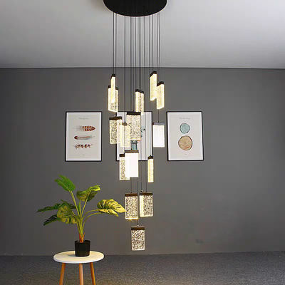 Hotel Lobby Staircase Illuminazione Alluminio e cristallo lampada per il design moderno
