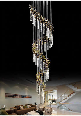 Nuovo soggiorno a bolla colonna di cristallo luce a LED lusso lampada a pendente lunga semplice villa duplex scala rotante grattacielo