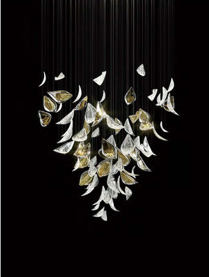 Customized Hotel Lobby Cristallo lampadario moderno lusso Decorativo Large Glass Leaf Led Pendent Light
