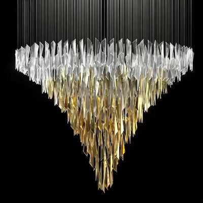 Lustre triangolare moderno oro bianco trasparente vetro lampadario luce lusso grande lampadario non standard lampada personalizzata
