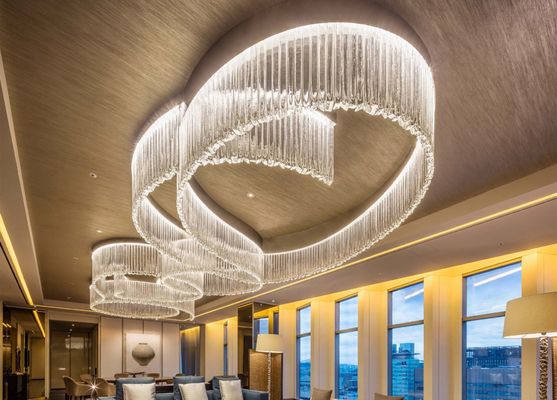 Custom Big Luxury Hotel Project Sala da banchetto Ristorante Lobby Corvo di cristallo a LED Candelabro da soffitto