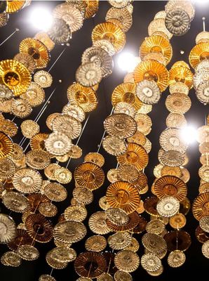 Pendente di vetro a foglia di loto candelabro acrilico per ristoranti creativi Arte decorativa Decorazione d'aria
