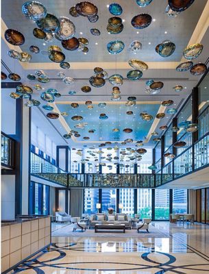 Custom Non Standard Cobblestone Glass Chandelier Hotel Lobby Tavolo di sabbia Forma Atmoseric Lampada Vendite candelabri Lampade pendenti
