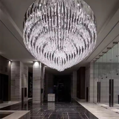 Lampade di vetro di foglia per appendiabiti personalizzate Villa Hotel Lobby Project Texture Twisted Clear Art Glass Chandeliers