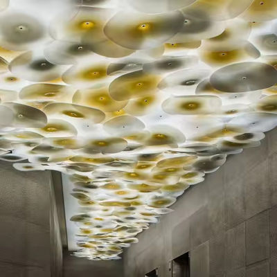 Moderno stile Decorazione in vetro Illuminazione Hotel Lobby Custom Grande Progetto Indoor LED Hand Blown Glass Art Chandelier