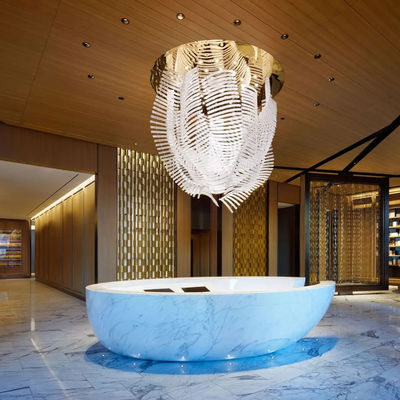 Luce di cristallo creativa Custom Moderno lusso bianco Art soffitto lampadario per la hall dell'hotel con forma speciale e ampia gamma di tensione