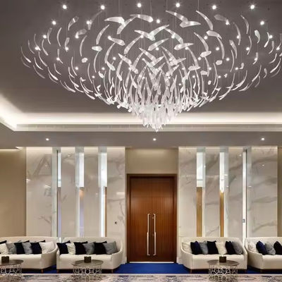 Stile nordico Custom Hotel Lobby Villa Sala da banchetto Luciera a cristallo LED Pendente Luce in acciaio inossidabile Vetro lusso Per camera