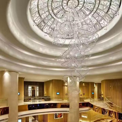 Crystal Non Standard Engineering Custom Hotel Hall Candelabro Sala banchetti Crystal Ball Mesh Lampada di ingegneria metallica
