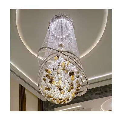 Customized Modern Luxury Large High Ceiling Multi Color Hanging Glass Crystal Glass Chandeliers Per Alberghi Ville