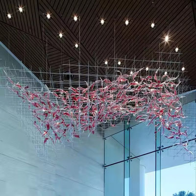 Luce per progetto alberghiero personalizzato non standard Dipartimento Sala banchetti a griglia vetrata Led Lampadario grande Luce a sospensione per sala matrimoni