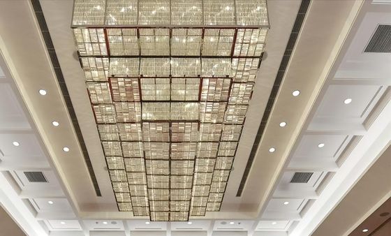 Moderno grande montatura a scarico rettangolo K9 cristallo lampadario Lobby Pendente luce Sala banchetti lampadari