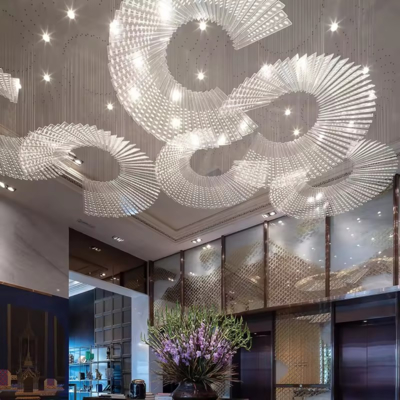 Modern Luxury Unique Glass Engineering Non personalizzato Gran candelabro Illuminazione Interni Decorazione Candelabro Luce