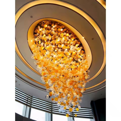 Lampadario moderno in cristallo con pietre per la casa, lampada a sfera in vetro a LED per hotel, ristorante, centro commerciale, hall, alimentazione CA
