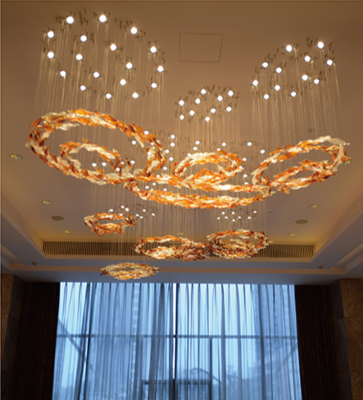 Vetro non standard su misura Pesce piccolo Hotel Lobby Illuminazione Dipartimento vendite Sand Table Chandelier