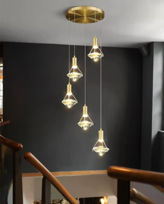 Nordic Luxury Hotel moderno al coperto Villa Ristorante Diamant Shape Decorative Creative Crystal Pendant Light