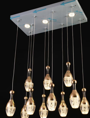 Lampadario per ingresso personalizzabile a forma di palla da bowling, lampada a sospensione moderna in cristallo, decorazioni in alluminio per scale, luci per la casa