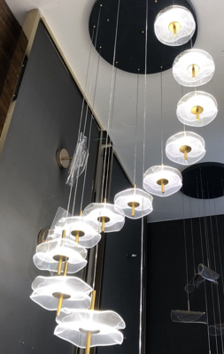 Moderno Decorativo Interni Acrilico LED lampadario Nordic Living Room Hotel Double Lotus Decorativo lampadario