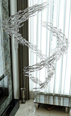 Progetto di lampadari moderni per l'illuminazione di vetrate, lampadario in vetro per grandi sale banchetti di hotel