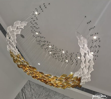 Lampade da soffitto decorative estetiche per soggiorno in vetro ambrato in stile europeo con foglie cadute