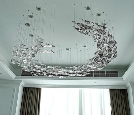 Candelabri personalizzati Grandi illuminazioni di soffitto decorative moderne Fixture Glass Crystal Pendant Light