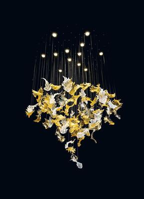 Progetto di ristorante di hotel moderno artigianato artigianale vetro foglia d'acero