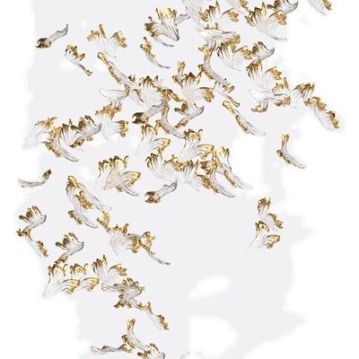 Customized Made Hotel Lobby Decorative Glass Pendant Light Moderno Led Ceiling Chandelier Illuminazione Accessoiri di foglia d'oro