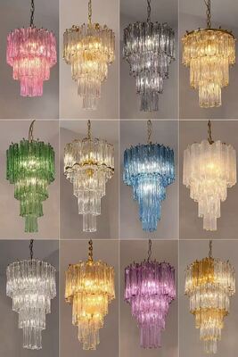 Lampadari di lusso in cristallo colorato italiano, lampade a sospensione moderne in vetro, illuminazione a soffitto con pendente per hotel, lampadario di cristallo