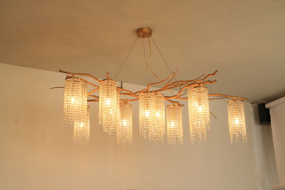 Lampadario a sospensione in cristallo con anello tondo Art Déco, finitura dorata, lampada a sospensione circolare di lusso a soffitto