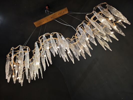 Lampadario a sospensione in cristallo placcato oro Art Déco Lampadario di lusso deluxe per sala banchetti VIP Lounge