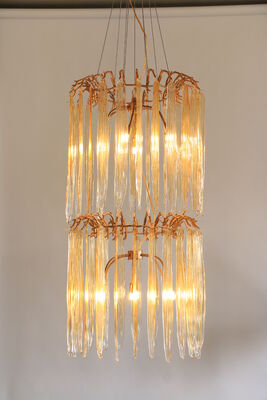 Lampadario a sospensione in cristallo trasparente Illuminazione Sala banchetti di lusso Luogo per matrimoni Grande apparecchio a sospensione a soffitto