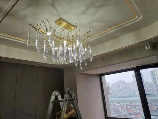 Lampadario a sospensione in cristallo Grand Foyer Lampadario da soffitto circolare multiluce a doppia altezza di lusso