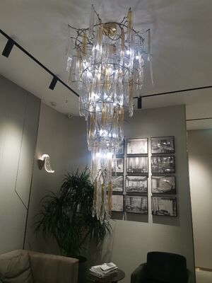 Lampadario di cristallo di lusso, grande scalinata, illuminazione del foyer, lampada a sospensione a soffitto alto, a cascata, di grandi dimensioni
